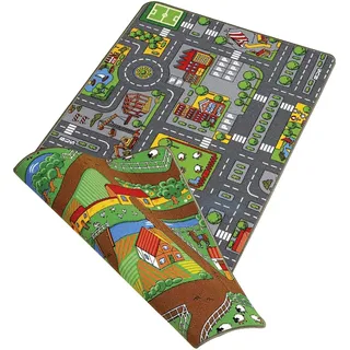 Plum Duoplay Teppich, 80 x 120 cm, Stadtlandschaft & Cartoon, Kinder-Spielteppich