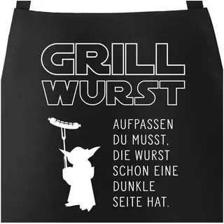 MoonWorks Grillschürze Grill-Schürze für Männer mit Spruch Grill Wurst Aufpassen du musst, die Wurst schon eine dunkle Seite hat Küchenschürze Moonworks®, mit kreativem Aufdruck schwarz