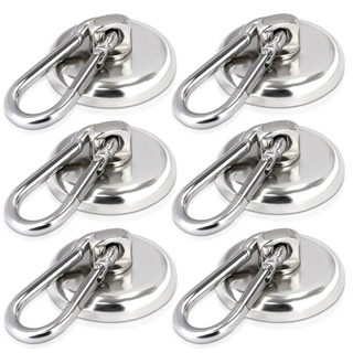 MAGXCENE 6 Stück Magnethaken Extra Stark, Last bis 40kg 360° Drehbar Magnet Haken, 36mm Neodym Magnete mit Haken, Magnet Haken sehr Stark Magnetischer Haken für Küche Camping Garage Büro