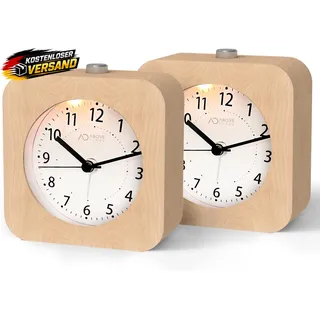 Analoger Holzwecker ohne Ticken mit Snooze Nachtlicht für Schlafzimmer