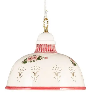 Helios Leuchten Pendelleuchte Küchenlampe Keramik, Keramiklampe, Deckenlampe, Hängelampe, für Küche Esstisch Landhaus, handgefertigt handbemalt rot