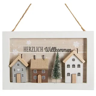Logbuch-Verlag Dekofigur Herzlich Willkommen Türschild Weihnachten aus Holz 23,5 cm
