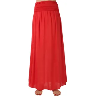 Eitex Zauberhafter Retro Maxirock Damen Sommer Rock Größe 34/36 bis Größe 48/50 verfügbar Langer Maxirock Strandrock Sommerock lang Gürtel Amber Boho Retro Maxirock (rot2, 46/48) - 46-48