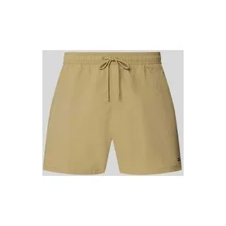 Regular Fit Badehose mit Logo Stitching, Khaki, S