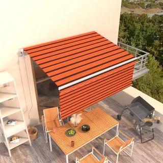 Festnight Elektrische Markise 3x2,5 m Gelenkarmmarkise 250 Breit Automatisch Sonnenmarkise Terrasse Gelenkmarkise mit Handkurbel Volant Kassettenmarkise Elektrisch Terassenmarkise Außen