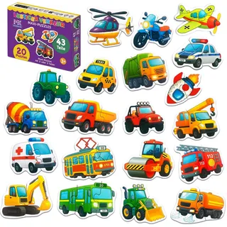 MAGNIKON Puzzle Ab 2 Lustiger Verkehr Kinderpuzzle Aus 2 und 3 Teilen | Mein erstes Puzzle, 20 Puzzles, Lernspiel, Kinder Beschäftigung, Baby Puzzle, Lernspielzeug, Lernpuzzle, Motorikspielzeug