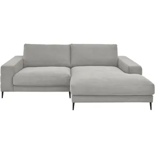 Dieter Knoll Ecksofa, Hellgrau, Metall, 3-Sitzer, Ottomane rechts, L-Form, 253x177 cm, Typenauswahl, Fußauswahl, Stoffauswahl, seitenverkehrt erhältlich, Hocker Rücken echt, Wohnzimmer, Sofas & Couches, Wohnlandschaften, Ecksofas