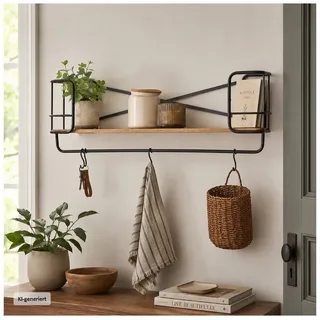 Hti-Living Wandregal Industrie Design Cora 1-tlg. Beige|Schwarz
