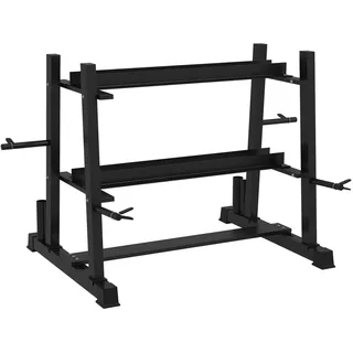 sportnow Hantelständer Stahl schwarz 3 Ablagen bis 200 kg belastbar