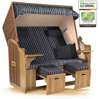 Strandkorb Hanse Strandkorb Strandkorb Ostsee XXL 2,5-Sitzer Volllieger Beige Anthrazit, BxTxH: 150x80x160 cm, Ostsee XXL Volllieger, Ostsee 2,5-Sitzer Modell 2025, Stabiles Wacholder mit handgefertigtem Polyrattangeflecht grau