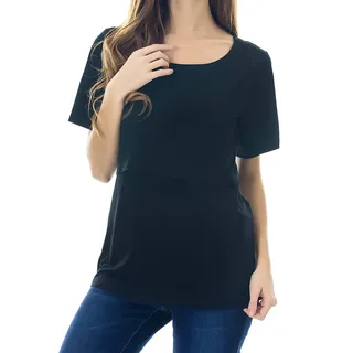 Smallshow Stillshirt Umstandstop T-Shirt Umstandsmode Umstandsshirt Schwangerschaft Kleidung Mutterschafts Kurzarm Shirt - L