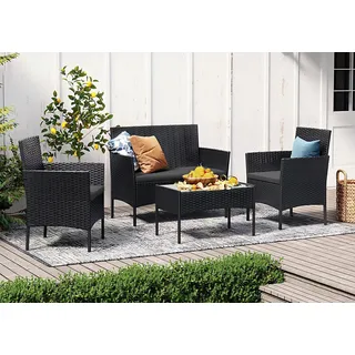 Songmics Gartenlounge-Set 4-tlg. grau/schwarz