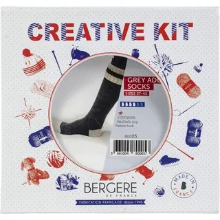 BERGERE DE FRANCE (3PL) 80005 Set, ideales Garn, Grau, Off-White & Red, Einheitsgröße, 870 Meter