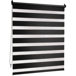 Victoria M. Doppelrollo Klemmfix ohne Bohren, 110 x 150cm (BxH) Schwarz, Rollo Fensterrollo lichtdurchlässig & verdunkelnd,Duo-Rollo Klemmmontage Zebrarollo für Fenster & Türen