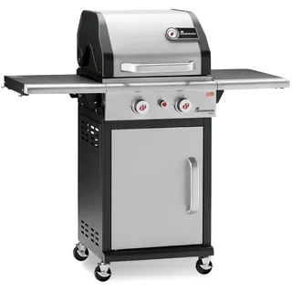 LANDMANN Gasgrill silber 2 Brenner 3,5kW BBQ Grillwagen Standgrill Gartengrill