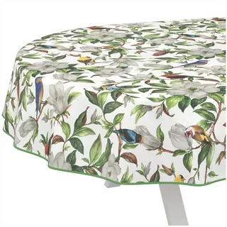 ANRO Tischdecke Kolibri abwaschbar Wachstuch pflegeleicht wasserabweisend (Einzelstück 1-tlg), Schmutzabweisend Exotic Bunt Oval 220x140cm Gartentischdecke bunt Oval | 140 cm x 220 cm