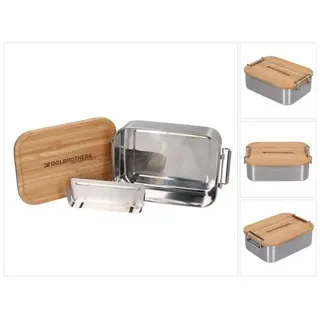 Toolbrothers Fan Edelstahl Brotdose mit Bambus Deckel 1200 ml, Lunchbox für Erwachsene und Kinder, Brotzeit, Vesperbox für Schule Arbeit Picknick Re