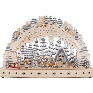 LED Schwibbogen MYFLAIR MÖBEL & ACCESSOIRES "Weihnachtsdeko" Schwibbögen Gr. B/H/T: 44 cm x 31 cm x 9,5 cm, grau Schwibbögen Weihnachtspyramiden aus Holz, mit LED Beleuchtung, Höhe ca. 31 cm