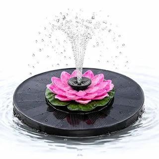 Lotus Solar-Springbrunnenpumpe, schwimmender Mini-Solar-Wasserbrunnen für Vogelbäder, Gartenteich, Pool, 4 Sprühmuster, keine Batterie erforderlich, 7 V, 1,4 W, Solarpanel, 180 l (Lotus 2)