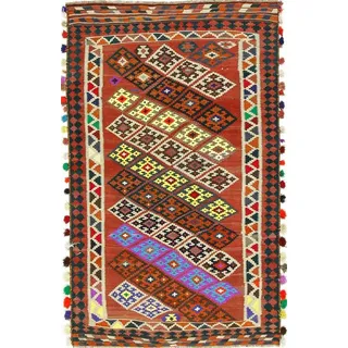 Nain Trading Orientteppich Perser Kelim Fars Azerbaijan Antik 237x145 Handgewebt Orientteppich, Höhe: 0.4 mm blau