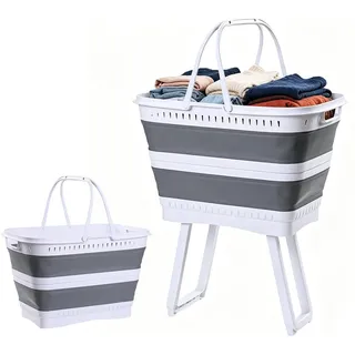 Faltbarer Wäschekorb mit Beinen, 26 l, multifunktionales Waschbecken mit Ablaufauslass, PP-Thermoplastisches , platzsparende Wäschewanne, Waschbecken für Camping, Garten, Zuhause, Outdoor