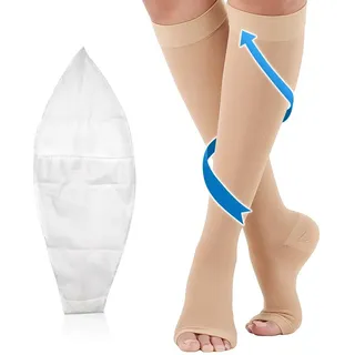 Medizinische Kompressionsstrümpfe Damen & Herren 20-30 mmHg, professionelle Pflege für Knöchel, Stützstrümpfe mit Gradientenkompression für Krampfader, Durchblutungsförderung -Fleischfarbe XL