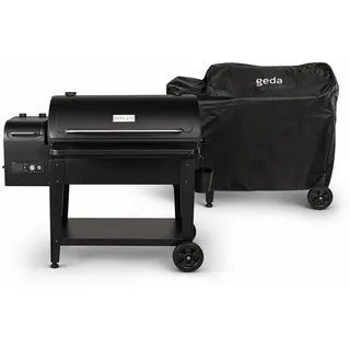 GEDA Grill Pelletsmoker 'Odin' 80°C - 265°C, Pelletgrill mit Direkt Feuer, Räucherofen inkl. Fleischsonde, ausklappbare Ablage, Smoker ('ODIN 95', Controller Plus mit Wlan + Abdeckhaube)