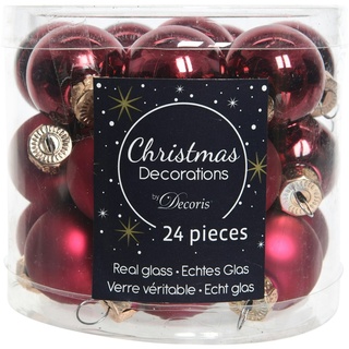 Decoris 24 Weihnachtskugeln Christbaumkugeln Baumkugeln Durchmesser 25mm Dunkelrot