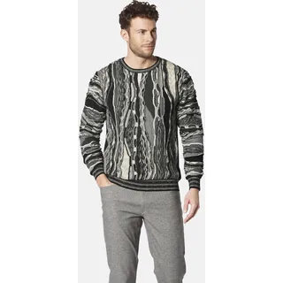 Rundhalspullover BABISTA "Pullover FABISANTO", Herren, Gr. M, grau (dunkelgrau gemustert), Obermaterial: 55% Polyacryl PAN. 40% Schurwolle WV. 5% Polyamid ECONYL PA ECONYL., gemustert, casual, normal, Rundhals, Langarm, Pullover, mit 3D-Muster