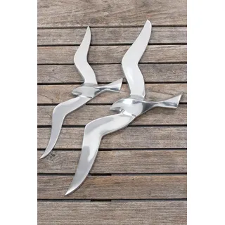 Wanddekoration, Wandobjekt Möwe in silber aus Aluminium, 1 Stück, ca. 36 cm x 14 cm