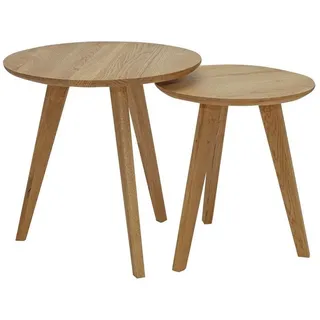 More2Home Beistelltisch Beistelltisch TOM, 2-er Set, rund 40/50 cm, Wildeiche massiv geölt