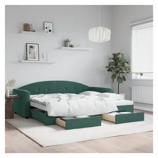 vidaXL Tagesbett Ausziehbar mit Schubladen 90 x 200 cm dunkelgrün