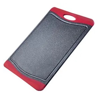 Westmark Schneidebrett 6215224G aus Kunststoff, 29 x 20 x 1,4 cm, grau / rot, mit Saftrille