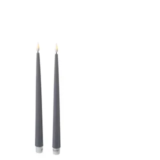 Deluxe Homeart LED-Kerze LED Stabkerzen ELLA Deluxe Tafelkerzen flackernd H: 28cm grau 2St. (2-tlg) grau