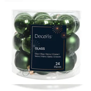 Christmas Decorations 24 Weihnachtskugeln 25mm Glas mini Christbaumkugeln Spiegelbeeren 3cm dunkelgrün