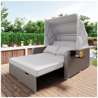XDeer Gartenlounge-Set 2 Personen Gartensofa Loungesofa Polyrattan Gartenmöbel, Loungebett für Terrasse Garten Lounge Balkon Indoor Outdoor