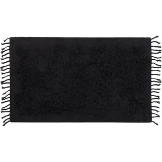 Beliani, Teppich, Teppich Baumwolle schwarz 80 x 150 cm Fransen Shaggy BITLIS (80 x 150 cm)