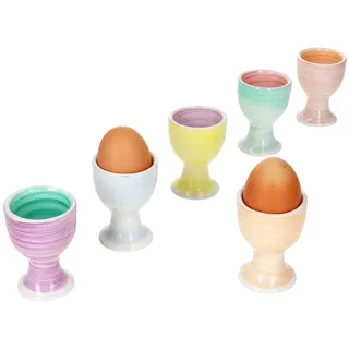 6er Set Eierbecher PASTELLO bunt für 6 Personen aus Steingut - 24326244