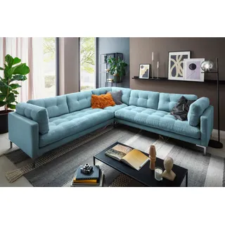 Wohnlandschaft TRENDS BY HG "Landau U-Form", blau (mittelblau), B:265cm H:75cm T:265cm, Sofas, Wohnlandschaft, in Cord-Stoff mit Metallfuß