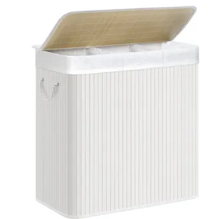 Songmics Wäschekorb 3 Sortierfächern 40 cm x 60 cm x 61,5 cm Weiß