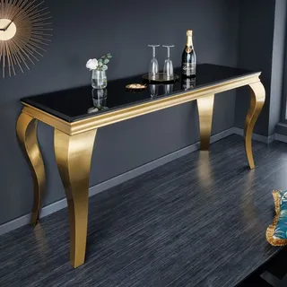 riess-ambiente Eleganter Konsolentisch MODERN BAROCK 145cm schwarz gold Opalglas Edelstahlbeine Anrichte Tisch - Gold