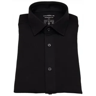 MARVELIS Langarmhemd Modern Fit leicht tailliert Kentkragen schwarz 39