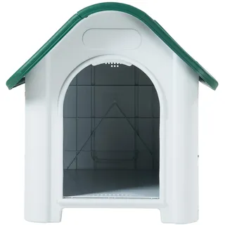 [en.casa] Hundehütte Bello 87 x 72 x 75 cm Kunststoff Weiß/Grün