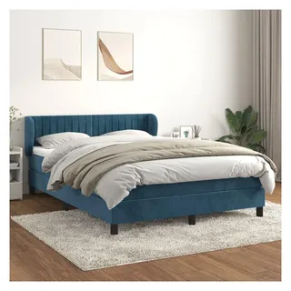 vidaXL Boxspringbett 140 x 190 cm Dunkelblau
