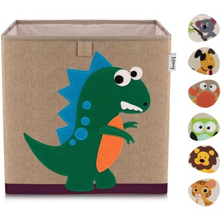 LIFENEY Aufbewahrungsbox Kinder mit Dinosaurier Motiv I Spielzeugbox mit Tiermotiv passend für Würfelregale I Ordnungsbox für das Kinderzimmer I Aufbewahrungskorb Kinder