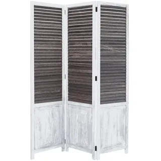 Homestyle4u Paravent Weiß mit Schwarz 120x170 cm, 1365