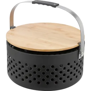 Raucharmer Holzkohlegrill Ø 37,3 x 37 cm inkl. Bambus-Schneidebrett