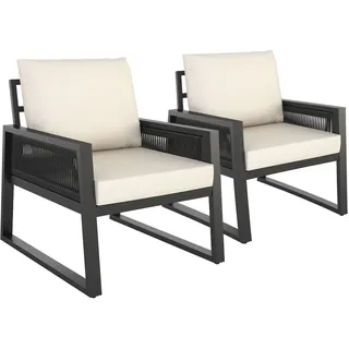 Tectake Gartenlounge-Set Captive im Rope-Design, mit Aluminiumgestell, - Grau