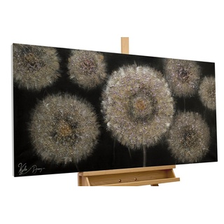KUNSTLOFT Gemälde Meer aus Pusteblumen 120x60 cm, Leinwandbild 100% HANDGEMALT Wandbild Wohnzimmer schwarz