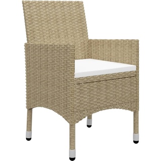 Modern Design Gartenlounge Set Gartenmöbel-Set 3-tlg. Bistro-Set Poly Rattan und Hartglas Beige